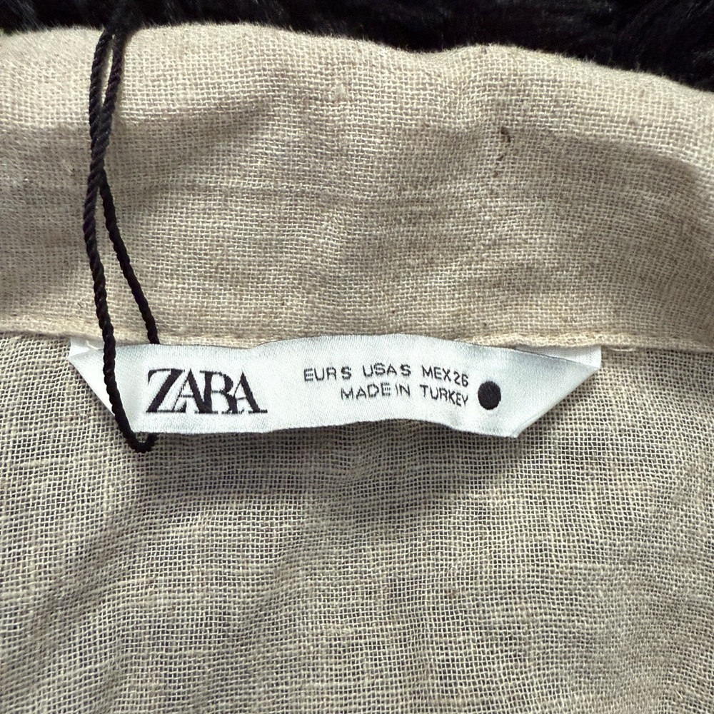 NEW Zara Linen Dress with Ruffle Hem - Picture 9 of 9